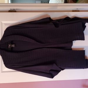 LAYERS BY LIZDEN navy blue open front knit poncho w/shawl collar,M/L,acrylic.